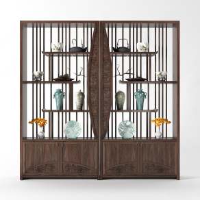 新中式博古架3D模型下载